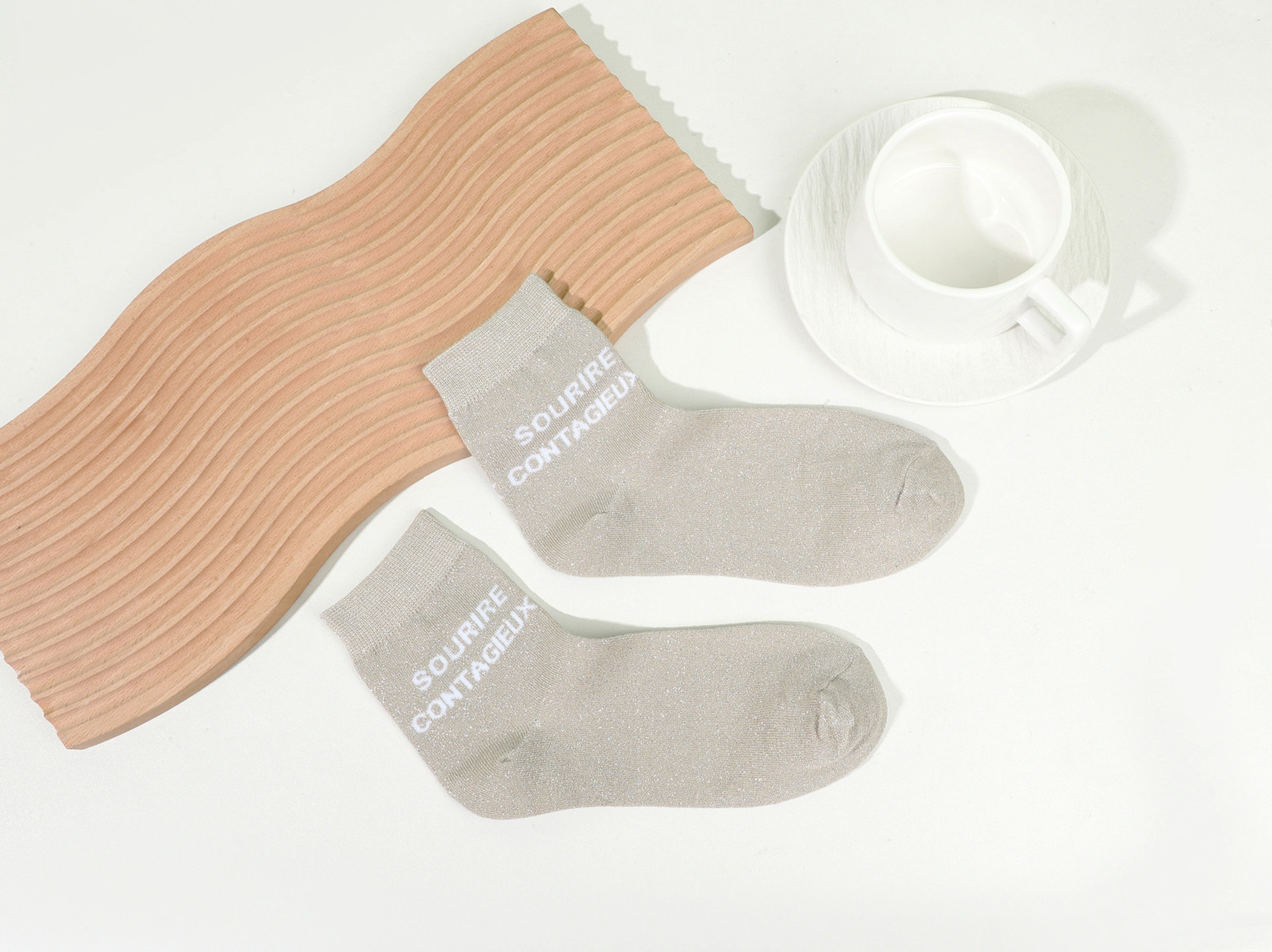 Chaussettes à paillettes sourire contagieux